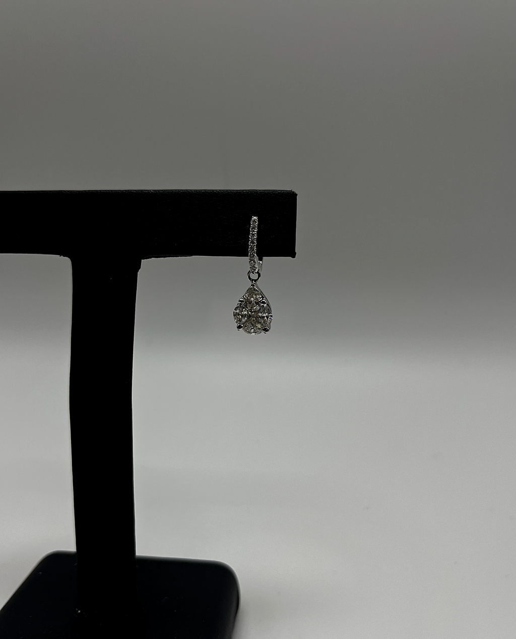 Handmade 18Kt White Gold Mixed-Cut Diamond Teardrop Drop Earrings by Gianni Sechini – 1.38 CT G/VS1 Diamonds