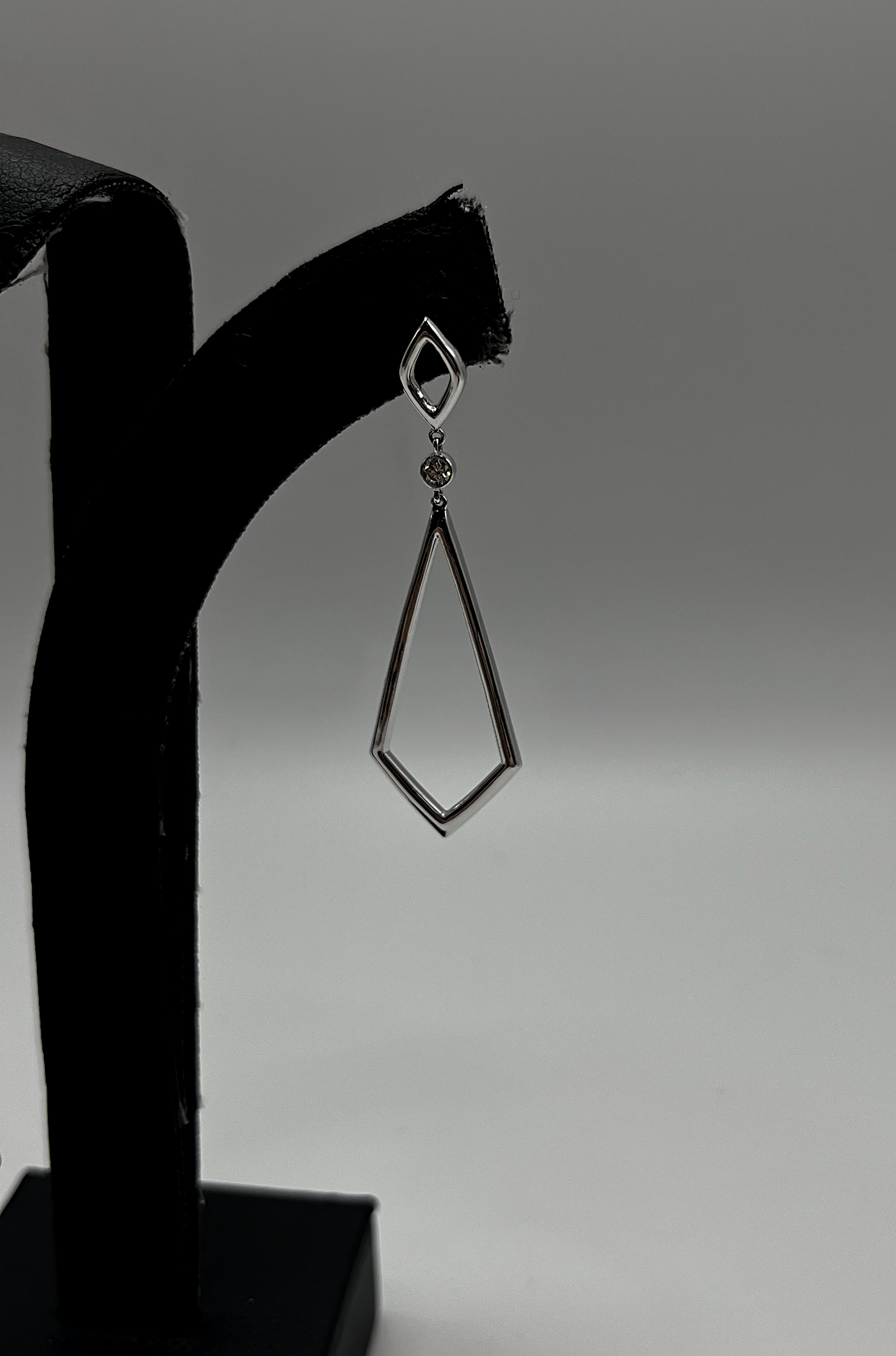 Handmade 14Kt White Gold Diamond Open Geometric Drop Earrings by Gianni Sechini – 0.16 CT G/VS1 Diamonds