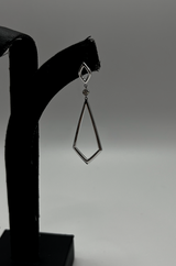 Handmade 14Kt White Gold Diamond Open Geometric Drop Earrings by Gianni Sechini – 0.16 CT G/VS1 Diamonds