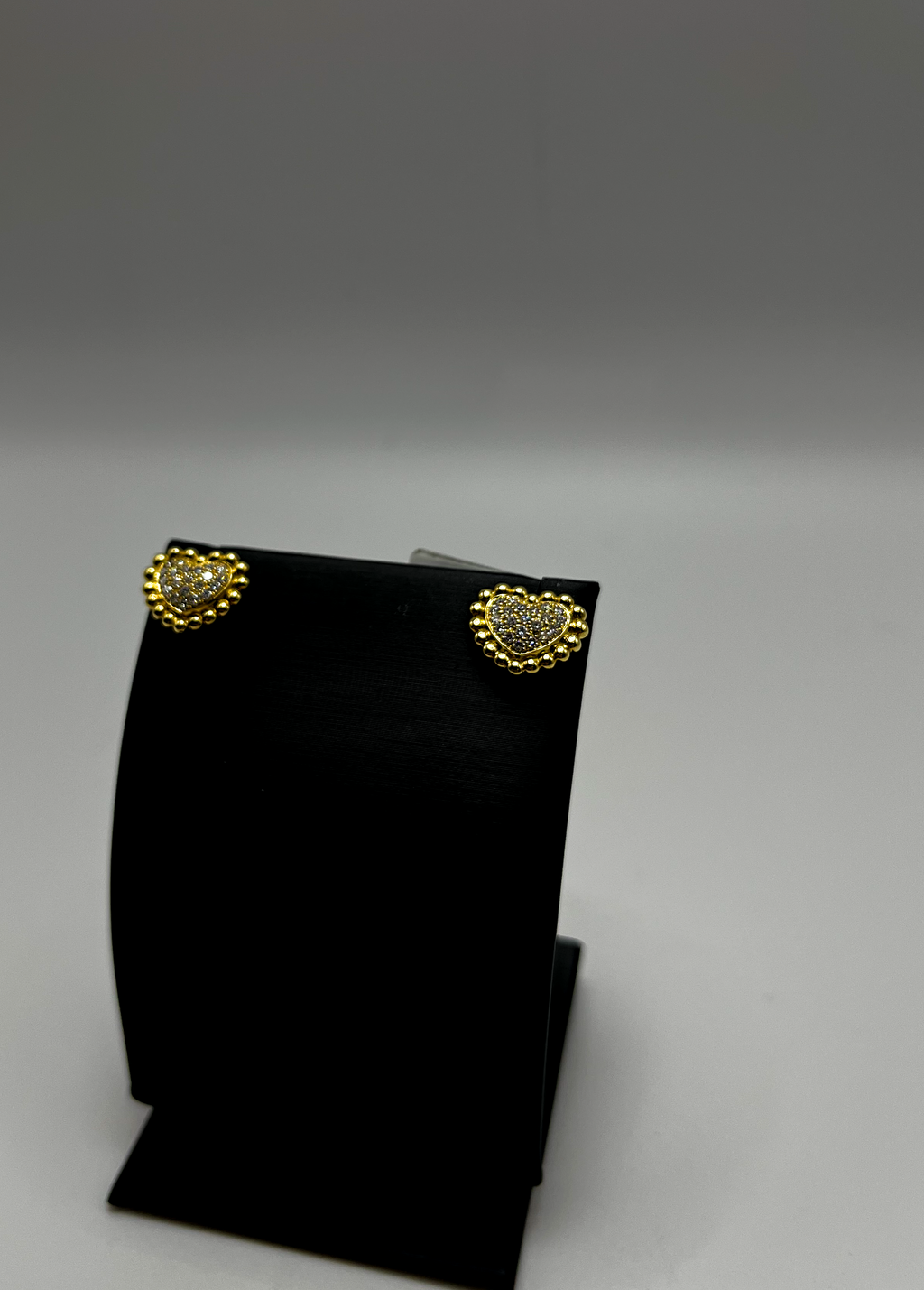 Handmade 18Kt Yellow Gold Diamond Heart Stud Earrings by Gianni Sechini – 0.48 CT G/VS1 Diamonds