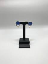 Handmade 18Kt Yellow Gold Blue Carved Murano Glass & Sapphire Drop Earrings by Gianni Sechini – 0.25 CT Sapphires
