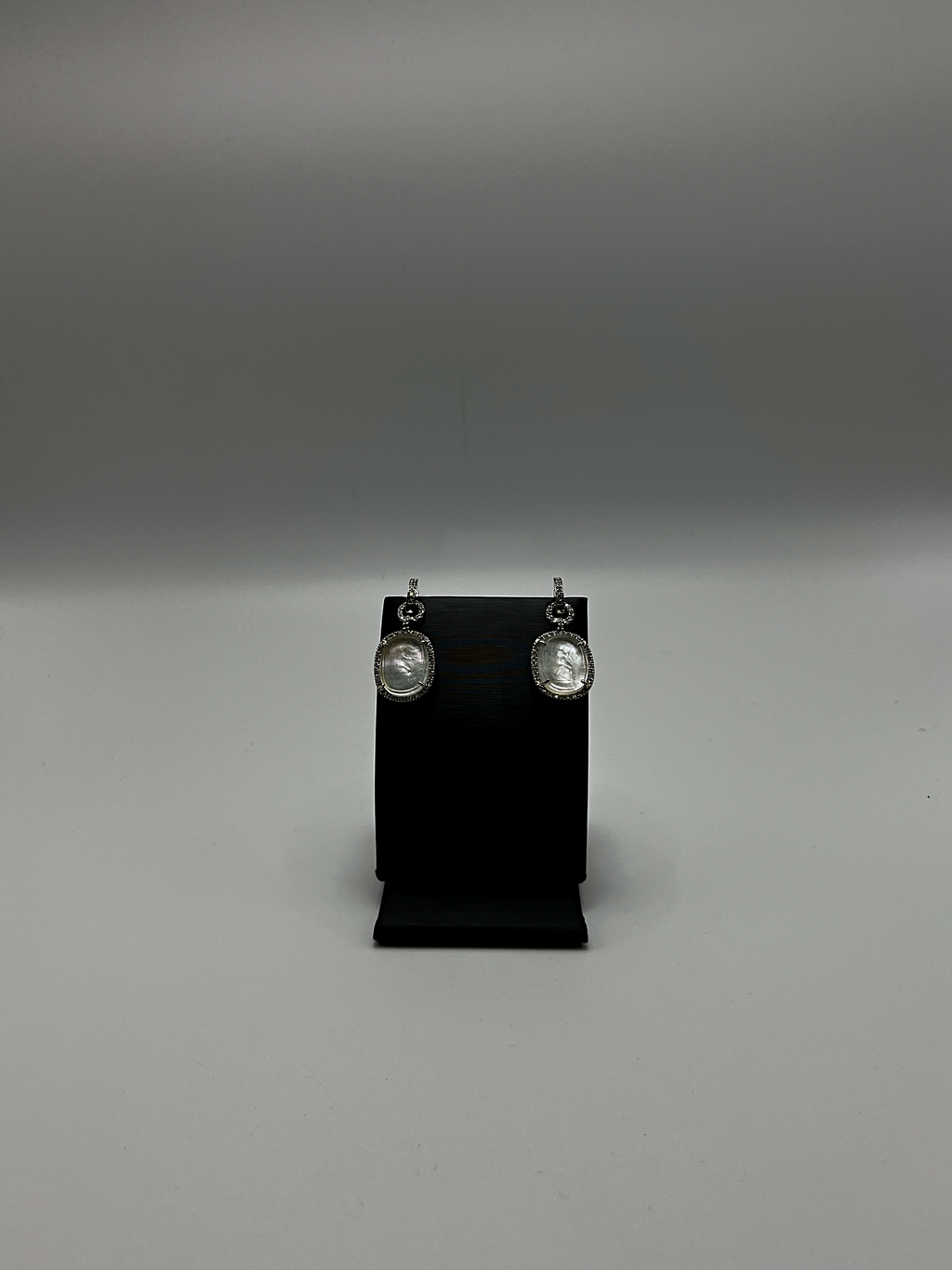 Handmade 18Kt White Gold Mother-of-Pearl & Diamond Drop Earrings by Gianni Sechini – 1.25 CT Diamonds