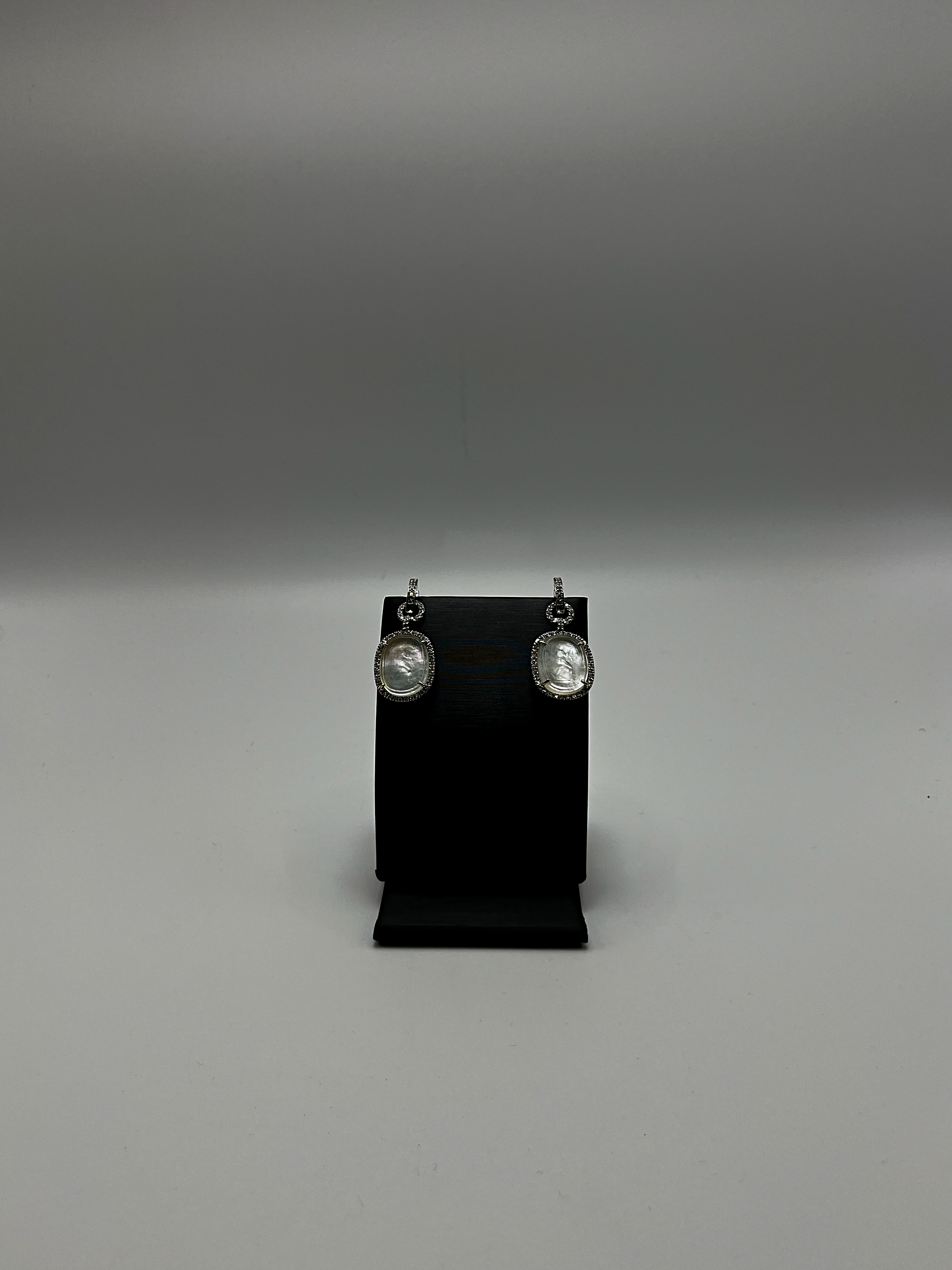 Handmade 18Kt White Gold Mother-of-Pearl & Diamond Drop Earrings by Gianni Sechini – 1.25 CT Diamonds