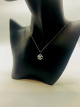Sapphire & Diamond Clover Pendant Necklace in 18K White Gold by Gianni Sechini