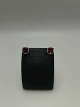 Ruby & Diamond Halo Stud Earrings in 18K White Gold by Gianni Sechini