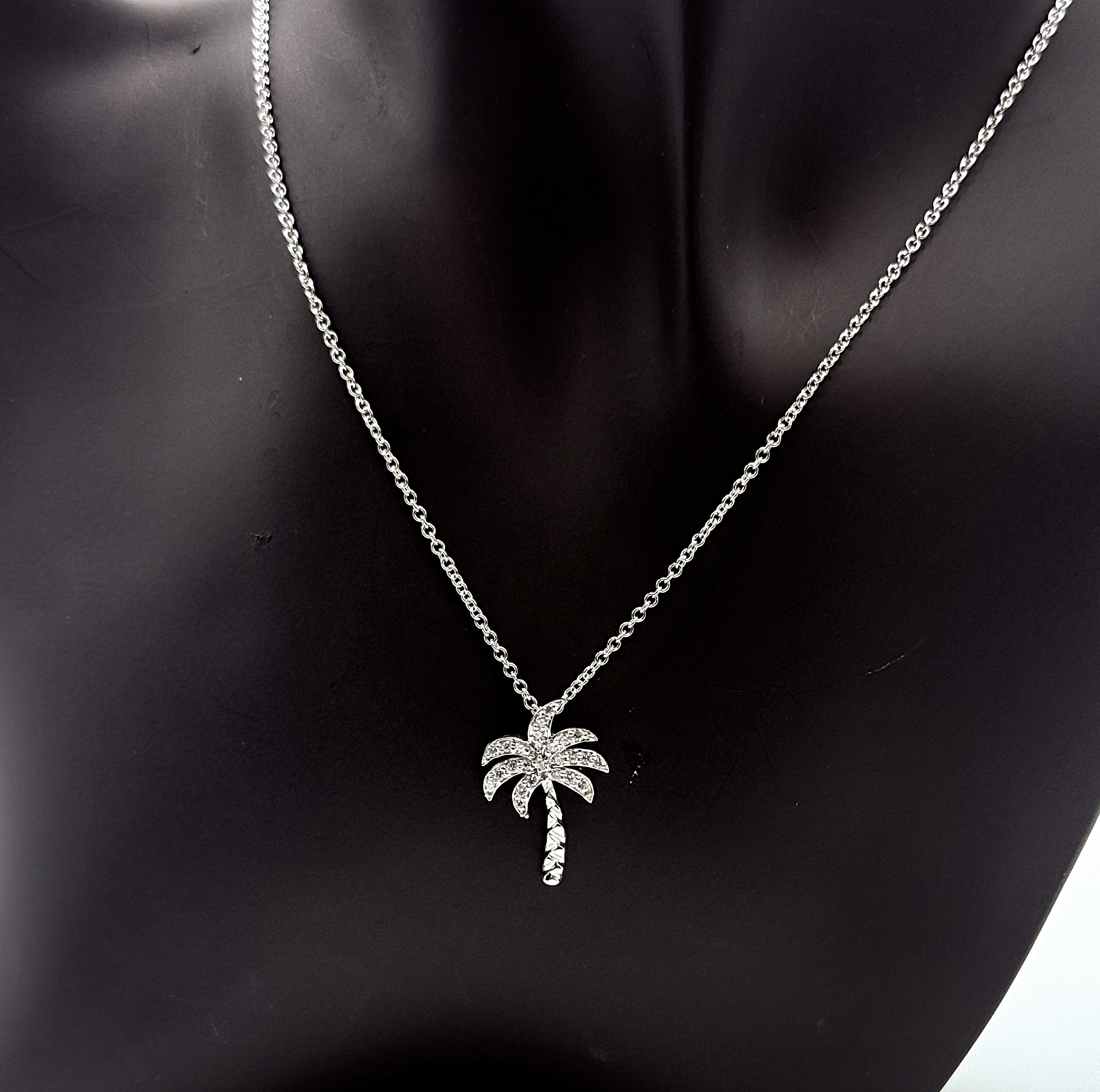 Handmade 18Kt Gold Pave Diamond Palm Tree Pendant Necklace by Gianni Sechini – 0.25 CT G/VS1 Diamonds