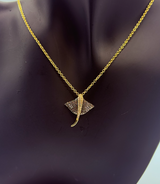 Handmade 14Kt Gold Pave Diamond Stingray Pendant Necklace by Gianni Sechini – 0.60 CT White & Brown Diamonds