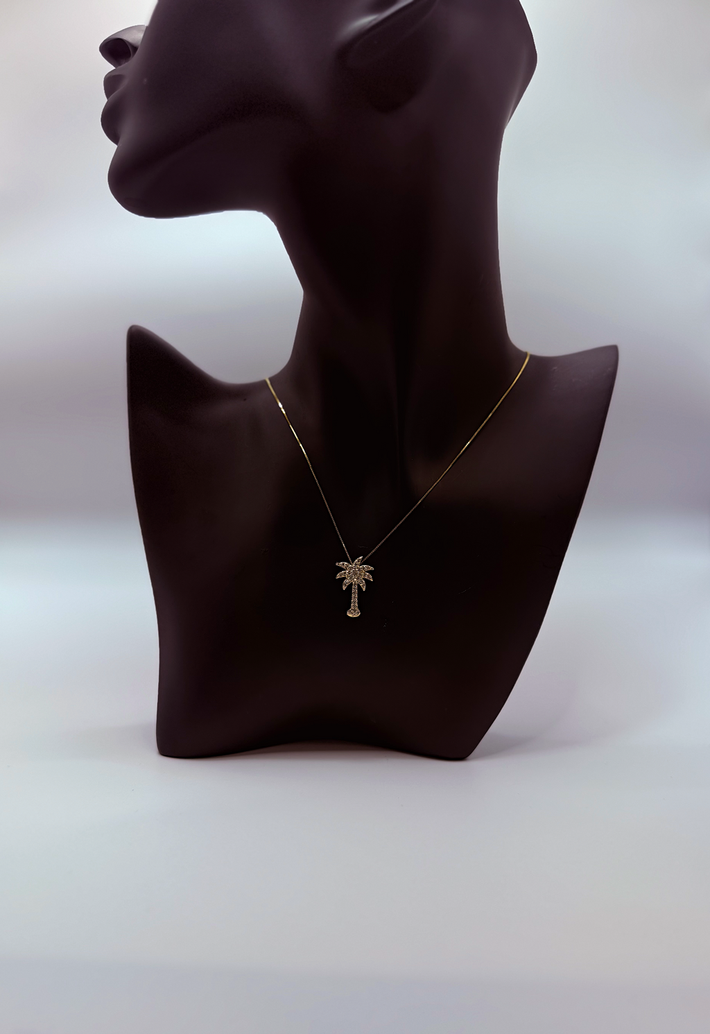Handmade 14Kt Gold Pave Diamond Palm Tree Pendant Necklace by Gianni Sechini – 0.34 CT G/VS1 Diamonds