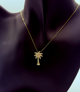 Handmade 14Kt Gold Pave Diamond Palm Tree Pendant Necklace by Gianni Sechini – 0.34 CT G/VS1 Diamonds