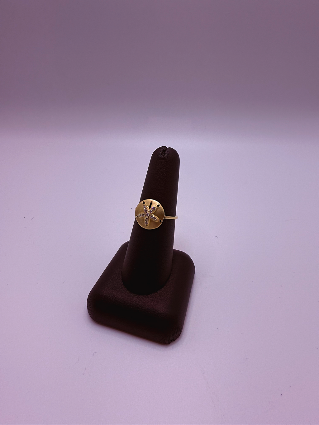 Handmade 14Kt Yellow Gold Sand Dollar Statement Ring by Gianni Sechini – 0.15 CT G/VS1 Diamonds