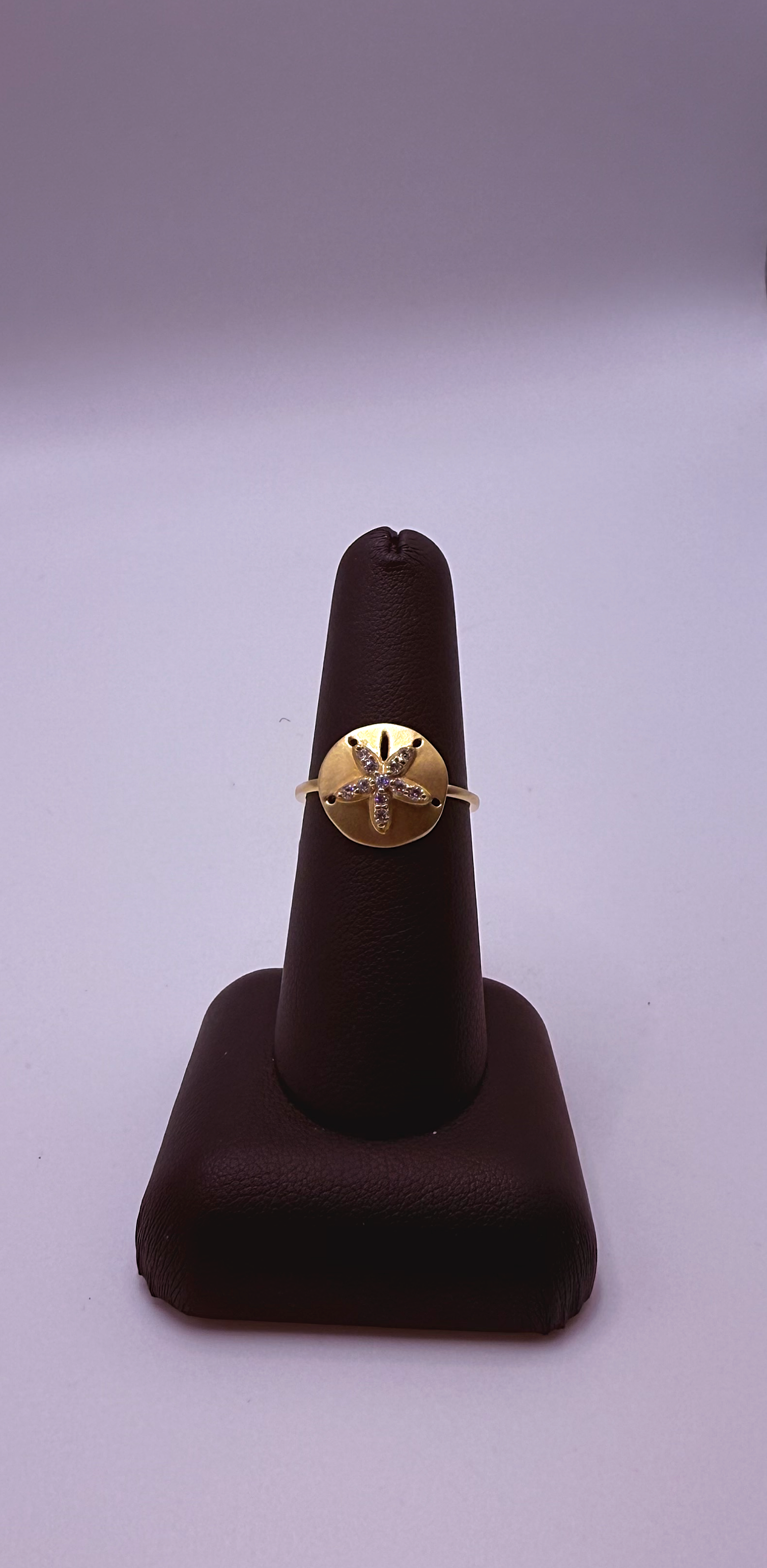 Handmade 14Kt Yellow Gold Sand Dollar Statement Ring by Gianni Sechini – 0.15 CT G/VS1 Diamonds
