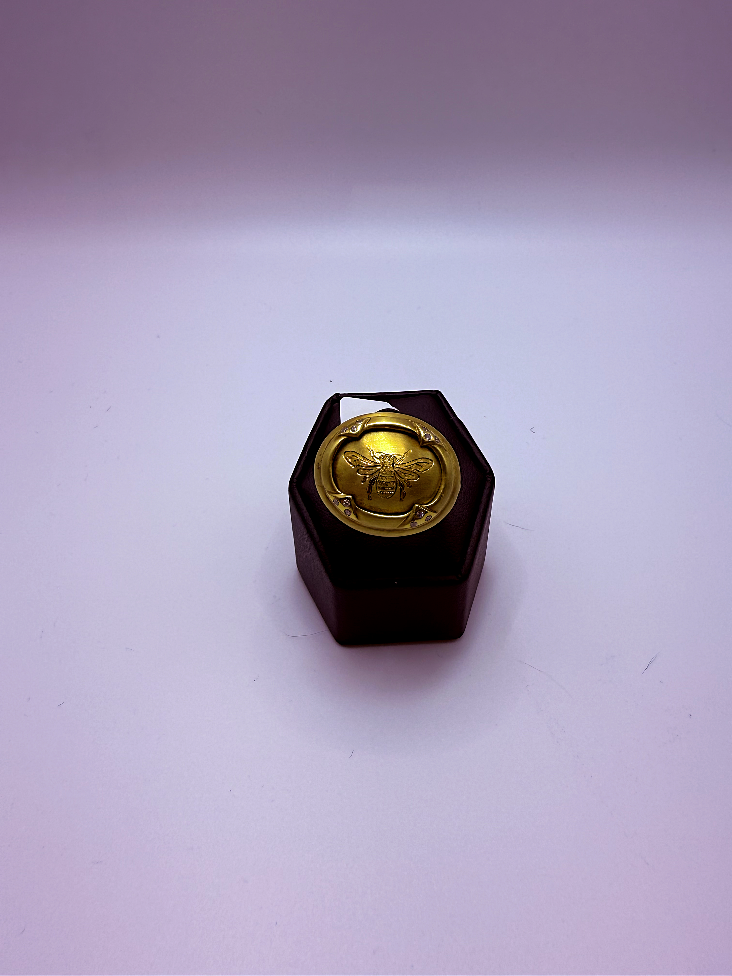 Handmade 18Kt Gold Bee Statement Ring by Gianni Sechini – 0.12 CT Diamonds