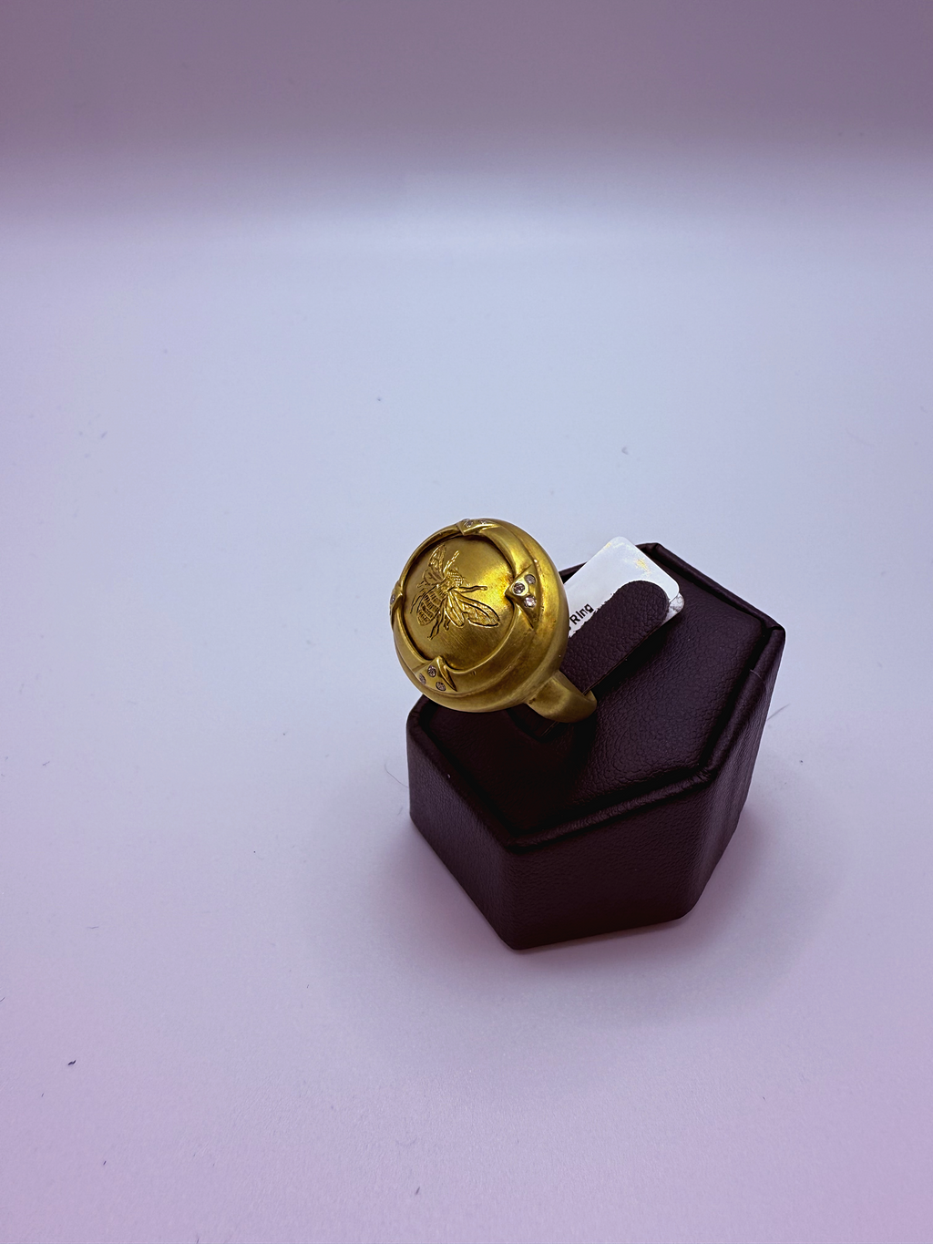 Handmade 18Kt Gold Bee Statement Ring by Gianni Sechini – 0.12 CT Diamonds