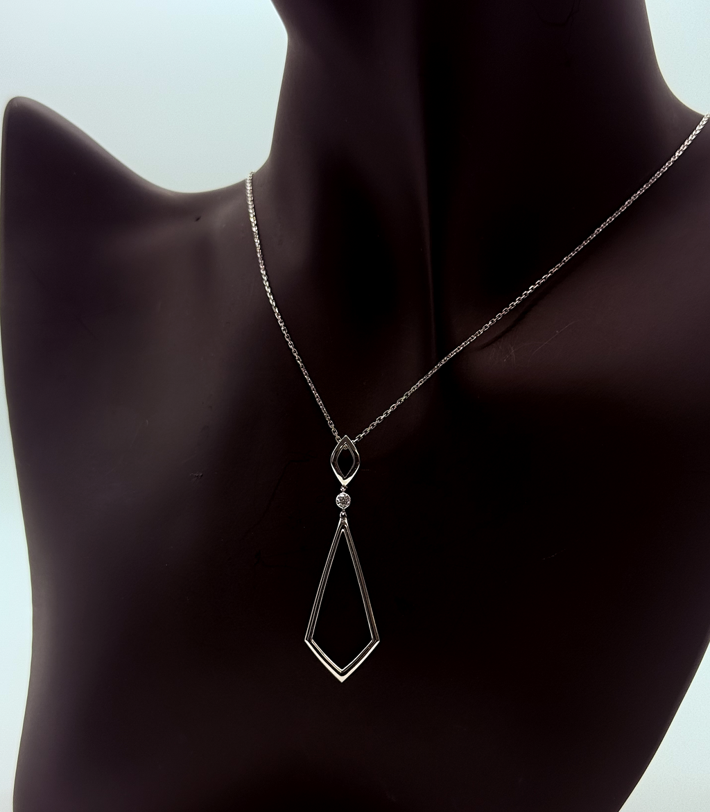 Handmade 14Kt White Gold Diamond Open Diamond Pendant Necklace by Gianni Sechini – 0.06 CT G/VS1 Diamond