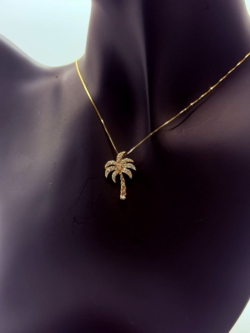 Handmade 18Kt Gold Diamond Palm Tree Pendant Necklace by Gianni Sechini – 0.24 CT G/VS1 Diamonds