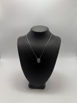 Oval Diamond Halo Pendant Necklace in 14K White Gold by Gianni Sechini