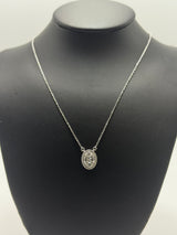 Oval Diamond Halo Pendant Necklace in 14K White Gold by Gianni Sechini