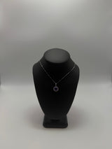 Amethyst & Diamond Halo Pendant Necklace in 18K White Gold by Gianni Sechini